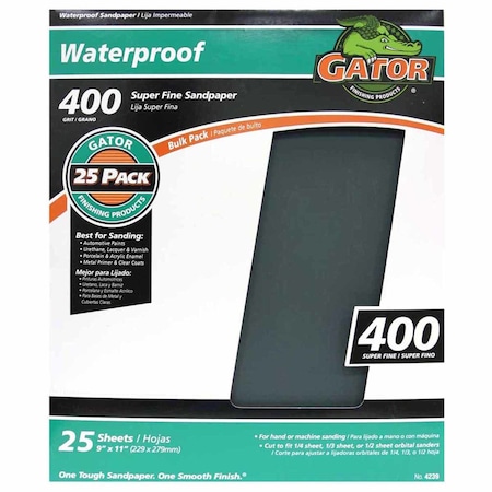 Gator Grit Gator 11 in. L X 9 in. W 400 Grit Silicon Carbide Waterproof Sandpaper 1 pk 3281